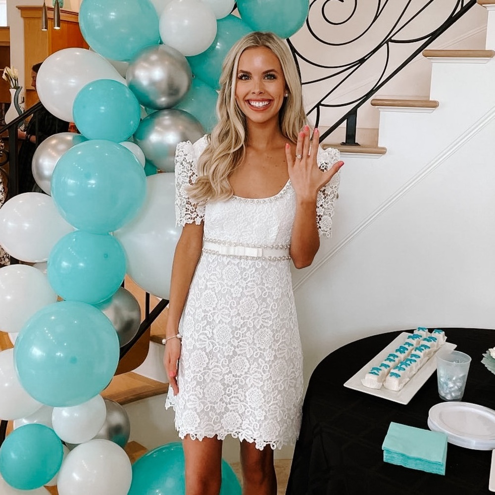 SELF PORTRAIT LACE PEARL EMBELLISHED MINI DRESS